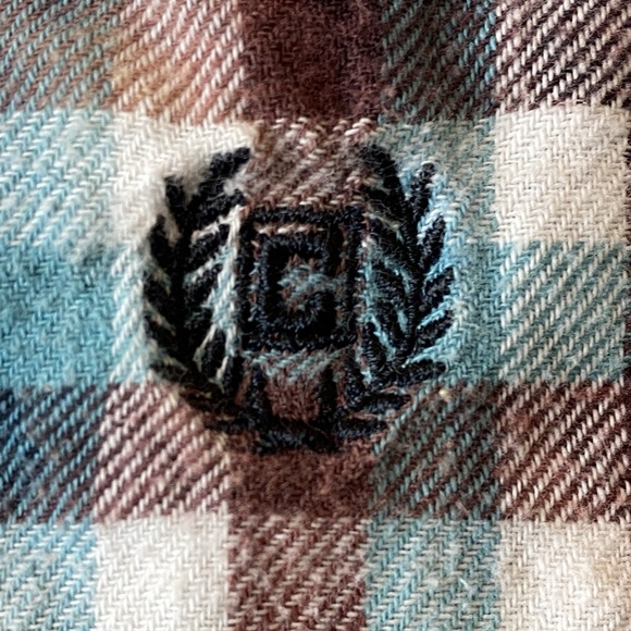 Franklin Flannel Upcycled Tunic Blouse Womens XL Plaid Patchwork Applique Boho - Picture 6 of 7